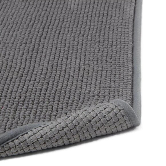 Room Essentials Everyday Chenille Dark Gray Bath Runner Rug Mat 20" x 58" - Picture 5 of 8